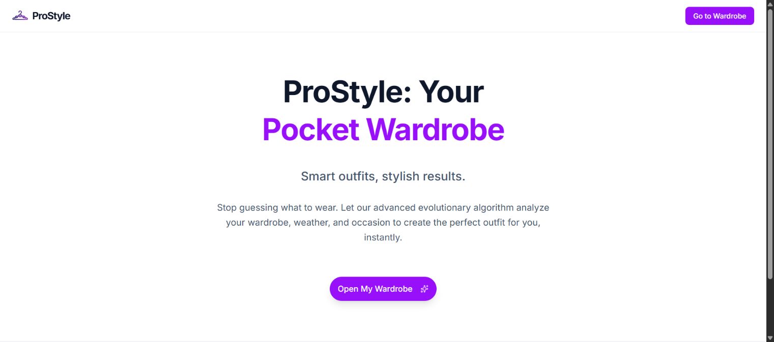 ProStyle public landing page introducing the pocket wardrobe